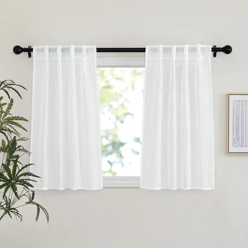 Miniatura 42 de NICETOWN Cortinas de lino semitraslúcidas para dormitorio, bolsillos para barra y pestaña trasera, tratamientos de ventana transparentes de lino