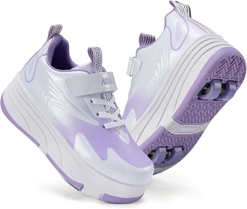 Miniatura 10 de Zapatos de Patines con Ruedas para Niños y Niñas Deporte al Aire Libre Moda Desmontables con 4 Ruedas Zapatillas con Ruedas Adecuados
