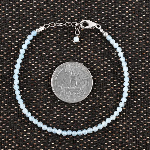 Miniatura 16 de InfinityGemsArt Natural Stone Beads Dainty Bracelet Jewelry for Women, Crystals and Gemstones Birthstone 925 Sterling Silver Chain 8 inch Gifts For