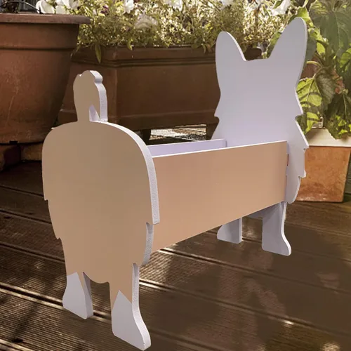 Miniatura 8 de Macetas de madera para perros con forma de animal de 14 pulgadas 2024, maceta de jardín para suculentas, diseño de perros lindos para interiores