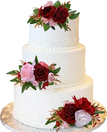 Miniatura 12 de CherishedMoments Juego de 3 adornos para tartas, decoración de flores artificiales para boda, decoración de tartas moradas para boda, aniversario