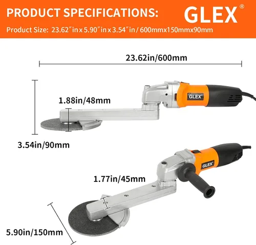 Miniatura 4 de GLEX Soporte de amoladora angular, brazo extendido, Amoladora eléctrica industrial de acero inoxidable, Lijadora, Uso general: Muelas, Cuchillas