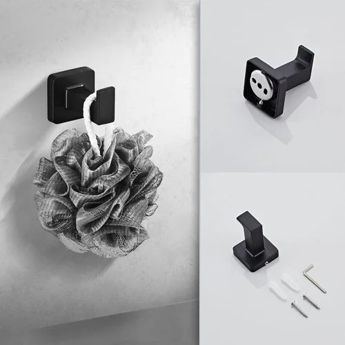 Miniatura 7 de Juego de accesorios de baño de 4 piezas de hardware de baño en negro mate, juego de accesorios de baño de acero inoxidable montado en la pared