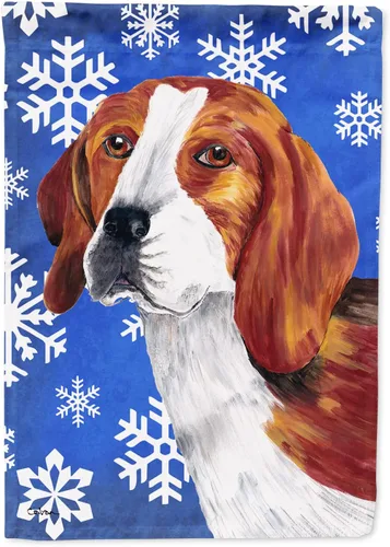 Miniatura 291 de Caroline's Treasures SC9374GF Bulldog English Snow flakes Holiday Garden Flag Buzón Bandera decorativa para patio exterior, patio, obras de arte