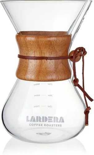 Miniatura 2 de Lardera Icónica cafetera de cristal de seis tazas con collar de madera, 27 onzas