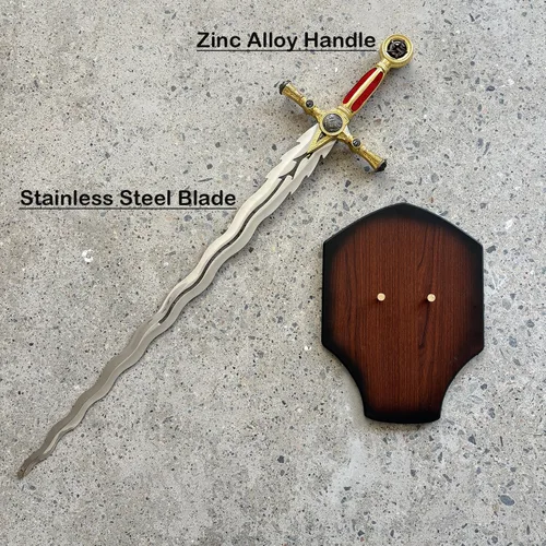 Miniatura 5 de Espada ceremonial masónica medieval de acero inoxidable de 39.8 pulgadas con placa de exhibición para colección, cosplay