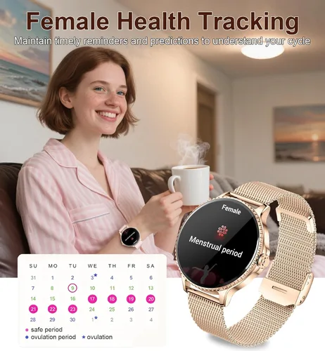 Miniatura 5 de Relojes inteligentes para mujer, rastreadores de actividad de 1.27 pulgadas con llamadas Bluetooth (respuesta y marca), frecuencia cardíaca, sueño