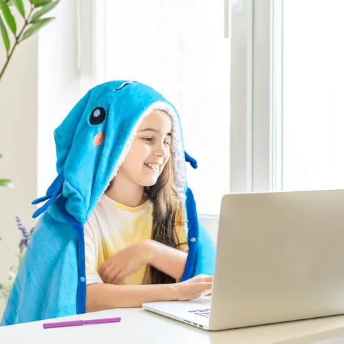 Miniatura 6 de Axolotl - Manta con capucha para adultos, súper suave, cálida y acogedora manta de franela de vellón y sherpa con capucha - Regalos de ajolote