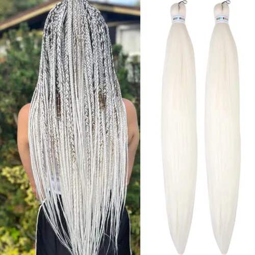 Miniatura 153 de Cabello estirado de fibra Kanekalon para trenzar con cabello humano, color oro rosado, 30 pulgadas