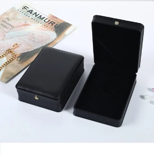 Miniatura 2 de Conjunto de joyas de boda Caja de cuero premium collar pendiente anillo expositor soporte de almacenamiento (negro)