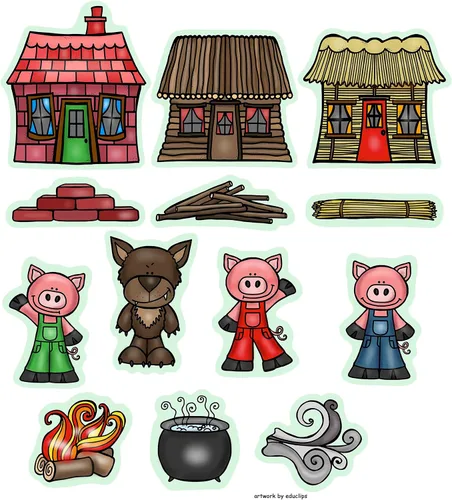 Juego de historias de tres cerditos pequeños, figuras de tablero de fieltro de franela, 13 piezas precortadas más páginas de actividad, niños