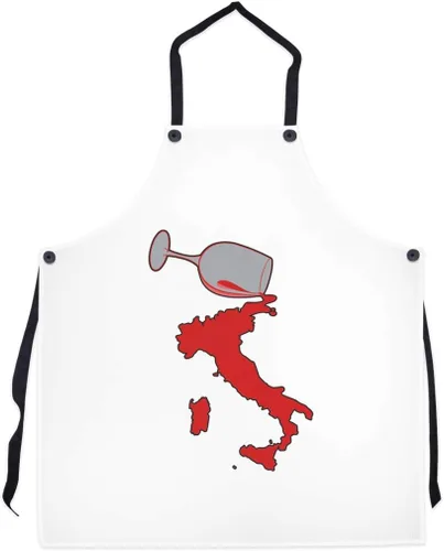 P.S. I Love Italy Delantal blanco vino derramado – Delantal italiano fresco y lindo babero para hombres y mujeres