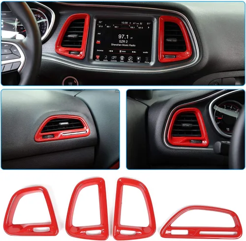 Miniatura 9 de Voodonala para Dodge Challenger 2015-2021, accesorio de recorte para salida de aire de la consola central (Azul, 4 piezas)