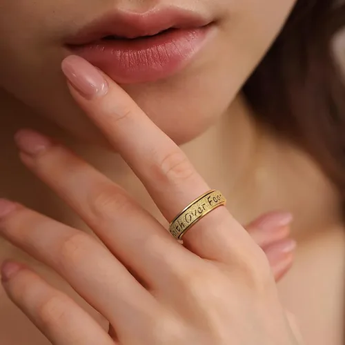 Miniatura 2 de Anillo Giratorio para Mujeres - Anillos de Acero Inoxidable de Fe Sobre el Miedo para Alivio de la Ansiedad para Adultos, Anillo del Pulgar