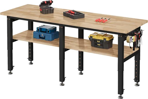 Miniatura 15 de SPECRAFT Banco de trabajo ajustable de 2 niveles de 48 x 20 pulgadas con 4 salidas de CA y 2 puertos USB, banco de trabajo resistente de capacidad