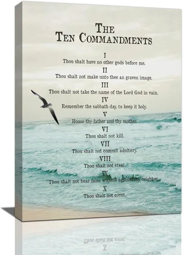 Arte de pared de 10 mandamientos, impresiones en lienzo de diez mandamientos, póster de versículos de la Biblia, regalos religiosos cristianos,