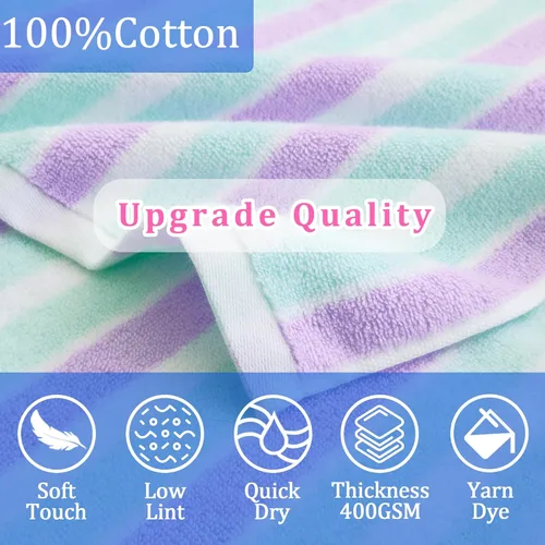 Miniatura 2 de VOOVA & MOVAS Poncho toallas para niños (4-8 años), de secado rápido, ligeras, absorbentes, de algodón, con capucha, bata para piscina, natación