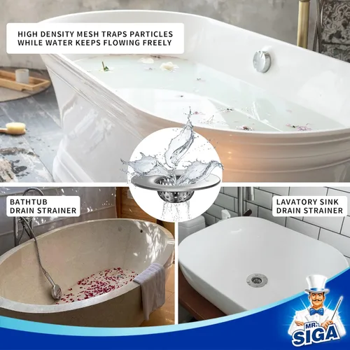 Miniatura 4 de MR.SIGA Colador de Fregadero de Baño, Utilidad, Slop, Colador de Drenaje de Fregadero de Bañera y Lavabo Atrapa Cabellos, Colador de Drenaje