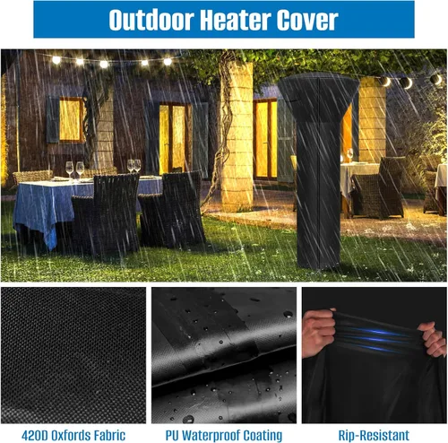 Miniatura 5 de SIRUITON funda impermeable para calentador de patio con cremallera, color negro, 24 meses de uso