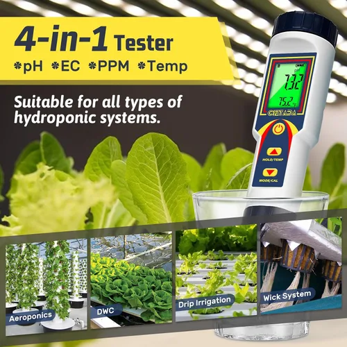 Miniatura 6 de Medidor de pH para agua 4 en 1 pH EC TDS Medidor de temperatura para hidroponía PPM y EC Probador de agua Medidor digital de pH PPM para nutrientes