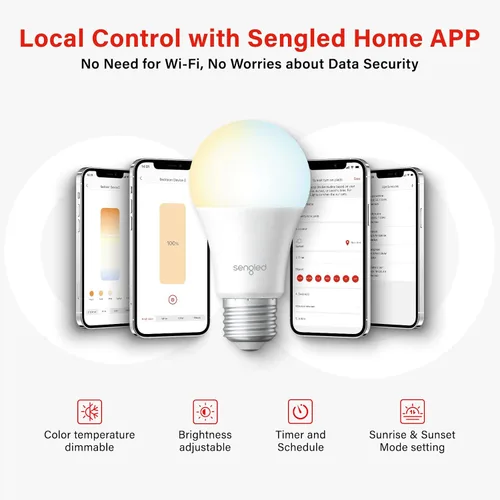 Miniatura 3 de Sengled Bombillas inteligentes de modo dual con control remoto y aplicación, bombillas LED 2700K-6500K regulables, bombillas de control remoto
