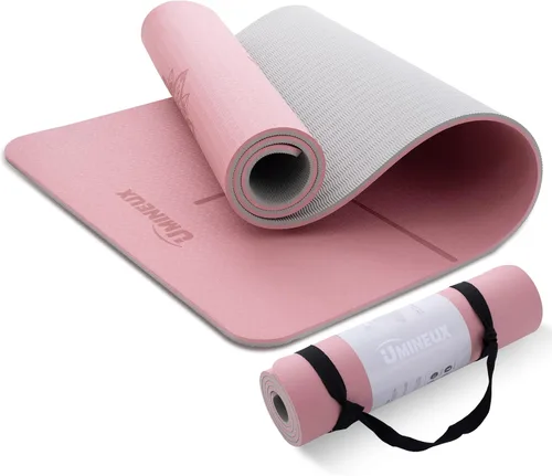UMINEUX Esterilla de yoga extra gruesa de 1/3 y 2/5 pulgadas antideslizante para mujeres, respetuosa con el medio ambiente, tapete de ejercicio de