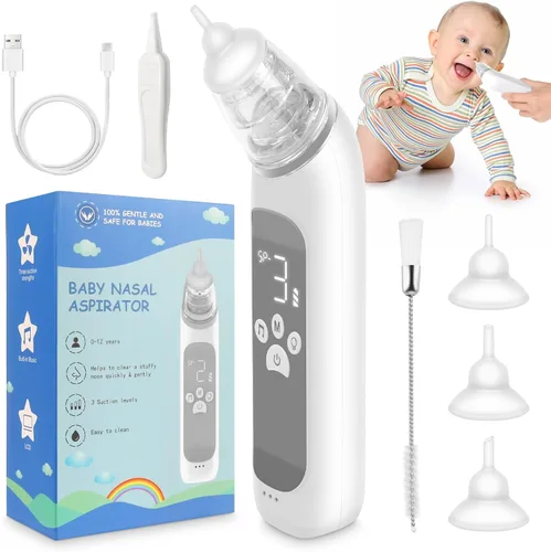 Aspirador nasal para bebé, aspirador eléctrico de nariz para niños pequeños, ventosa de nariz con potente succión, limpiador automático de nariz con