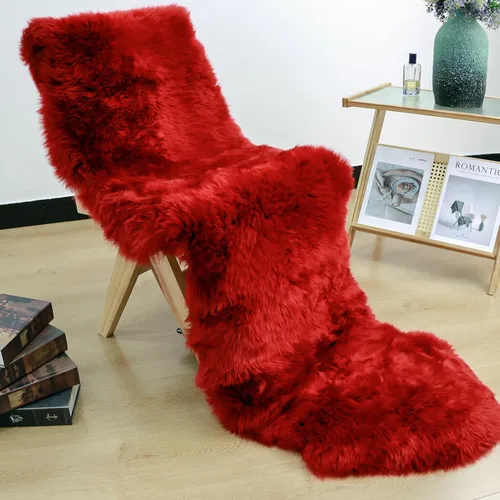 Miniatura 27 de AOGELAN Alfombra de oveja genuina de alta calidad, piel de oveja auténtica, esponjosa, esponjosa, de piel de cordero para niños, dormitorio, sofá