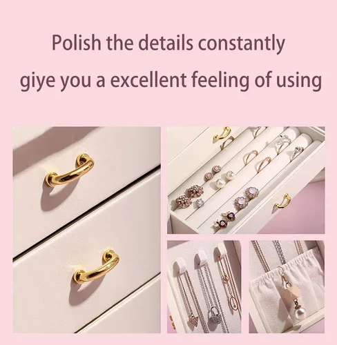 Miniatura 9 de AOSIFIEL Joyeros organizadoresestuche grande de pie con 5 cajones, regalo para mujeres, adolescentes, niñas, niños, gran joyeríasoporte de cuero