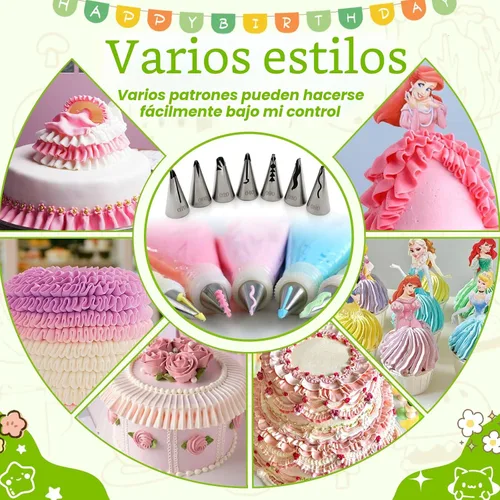 Miniatura 5 de Suuker Juego de 7 boquillas plisadas para tuberías de falda plisada, boquillas rusas de acero inoxidable, juego de tuberías para fondant