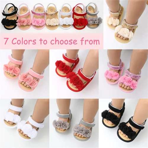 Miniatura 3 de COSANKIM Sandalias de verano para bebés y niñas con suela suave de flores, zapatos de vestir para cuna, recién nacidos, para recién nacidos
