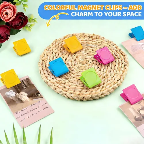 Miniatura 7 de Grtard Paquete de 8 clips magnéticos coloridos, clips magnéticos fuertes para nevera, clips magnéticos de metal para refrigerador, taquilla, pizarra