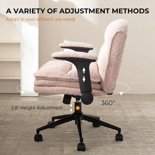 Miniatura 5 de Dowinx Silla cruzada con brazos y ruedas abatibles ajustables, cómodo sillón ergonómico de escritorio de oficina con cojines de 3 capas, silla