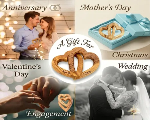 Miniatura 4 de Regalos Personalizados, Corazones de Madera de Oliva, Regalo Personalizado para el Día de San Valentín, Juntos para Siempre, Único y Lindo