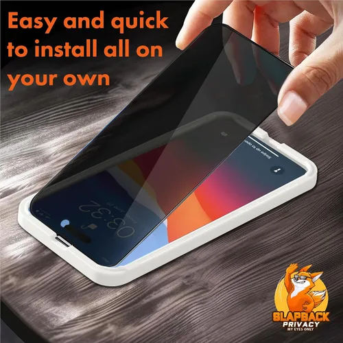 Miniatura 4 de Slapback Protector de pantalla de privacidad prémium para iPhone 14 Pro Max [2 unidades] [pantalla de 6.7 pulgadas] Anti-espía 28 grados opaca