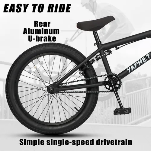 Miniatura 4 de cubsala Freestyle BMX Bike, 20 Inch Yaphet Bicycle for Teen Beginner and Adult Riders, Bike with Hi-Ten Steel Frame, Multiple