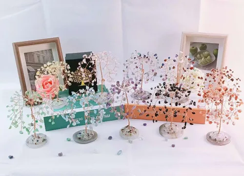 Miniatura 6 de LAIDANLA Árbol de cristal curativo natural de amatista, base de ágata de dinero Reiki, alambre de cobre, vida Feng Shui, energía para el hogar