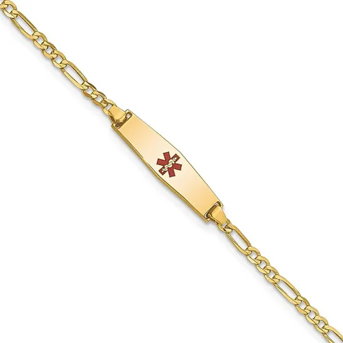 14k Yellow Gold Medical Alert Figaro Id Bracelet Fine Jewelry For Women Gifts For Her