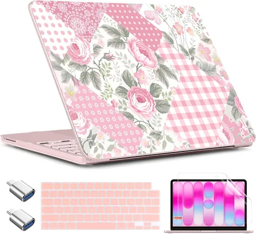 Miniatura 33 de TWOLSKOO Funda para MacBook Neo de 13 pulgadas 2026 A3404 A18 Pro Chip, carcasa rígida de plástico con adaptador tipo C, 2 fundas para cámara web