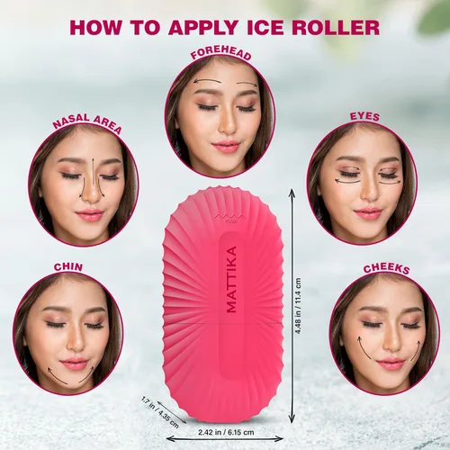 Miniatura 3 de Rodillo de hielo para cara y ojos – Rodillo de hielo facial para hinchazón debajo de los ojos, masajeador facial de silicona reutilizable para Rosa