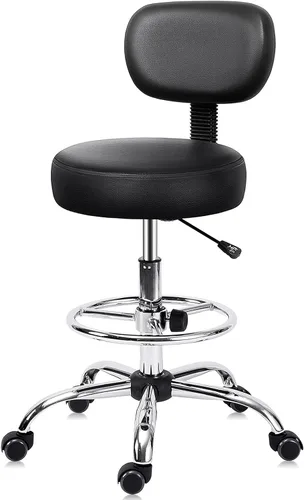 KLASIKA Silla giratoria de dibujo con soporte trasero y reposapiés ajustable, silla de escritorio de oficina multiusos para bar, cocina, tienda,