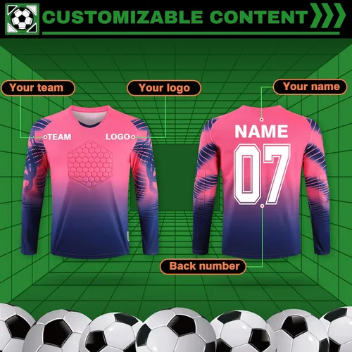Miniatura 3 de Camiseta de fútbol de portero personalizada para adultosniños, manga larga personalizada y pantalones con logotipo del