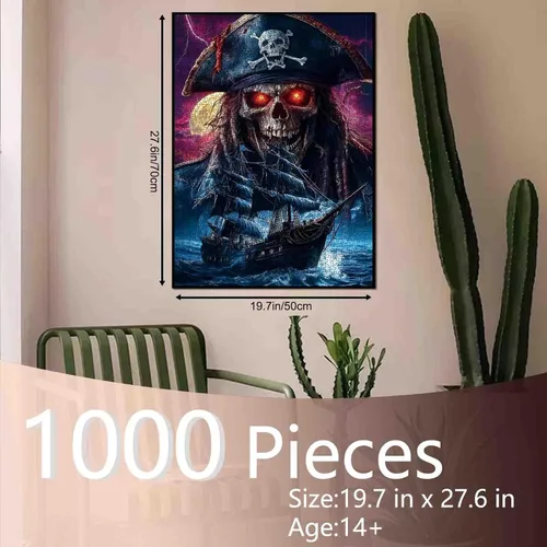 Miniatura 2 de Rompecabezas de 1000 piezas para adultos, rompecabezas de barco pirata para desafiantes juegos de actividades familiares, rompecabezas de arte