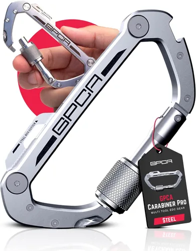 GPCA Mosquetón multiherramienta – Mosquetón resistente para llaves, abrebotellas, destornillador, cortador de cajas, regla, clip para llavero,