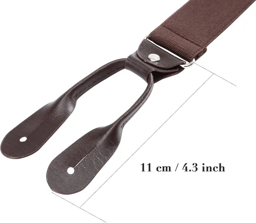 Miniatura 41 de AWAYTR Tirantes de botón marrón para hombre, tirantes elásticos ajustables en forma de Y
