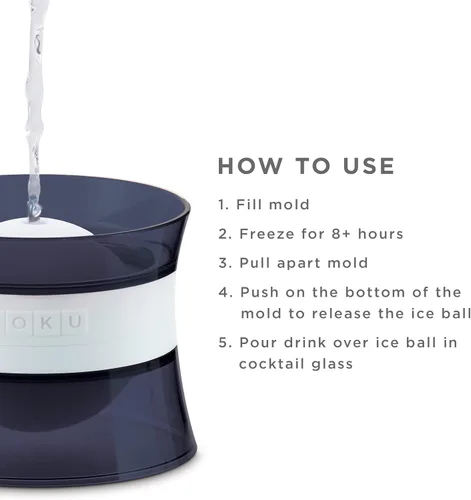 Miniatura 2 de ZOKU Juego de 2 moldes de silicona para esferas de hielo, apilables de 2.5 pulgadas, mantiene las bebidas más frías durante más tiempo con menos