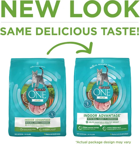 Miniatura 2 de Purina ONE Natural +Plus Indoor Advantage - Alimento seco para gatos domésticos, bajo en grasa, para control de peso, bolsa de 16 libras