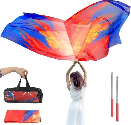 Juego de 2 Banderas de Adoración y Alabanza de 67" x 43.3" con Varilla Flexible Fuego Consumidor Bandera de Adoración Banderas de Danza de Alabanza