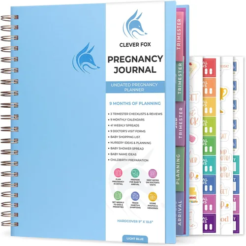 Miniatura 15 de Clever Fox Diario de embarazo y libro de recuerdos – Agenda de embarazo y cuaderno para futuras mamás – Recuerdo del bebé, regalo para madres