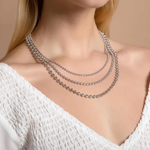 Miniatura 5 de PORI JEWELERS Collar de cadena de plata de ley 925 de 0.118 in, 0.157 in, 0.197 in, con corte lunar, fabricado en Italia, amarillo, plata